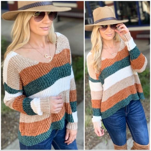 LAST ONE! Super Soft Chennille Striped Sweater - Picture 5 of 5